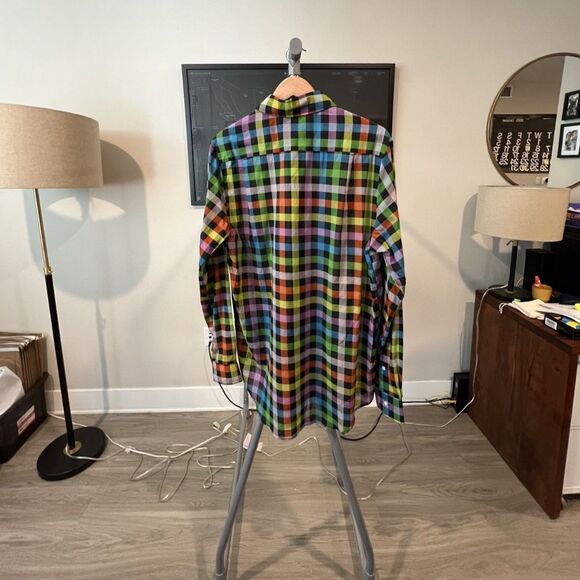 Double Rainbouu - PRIDE PLAID BLACK SUNDOWN SHIRT Sz Medium - Multi - Picture 2 of 8